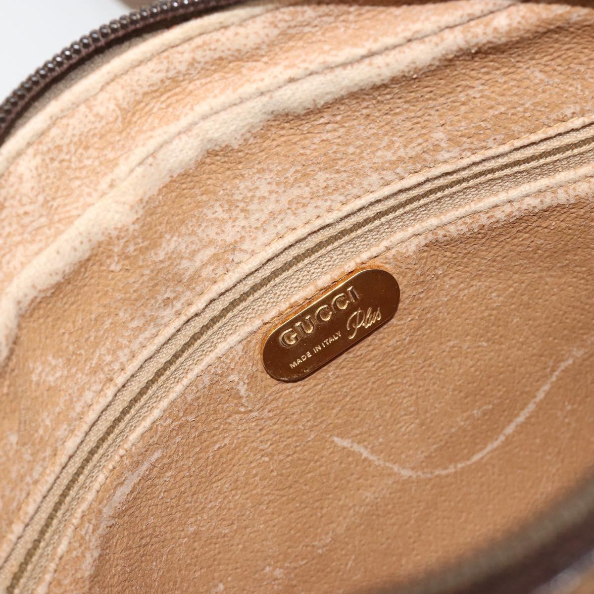 GUCCI GG Plus Supreme Shoulder Bag PVC Beige Gold Auth bs36024