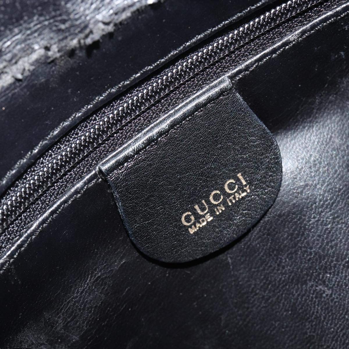 GUCCI Bamboo Hand Bag Leather Black Gold 000 122 0294 Auth bs36025