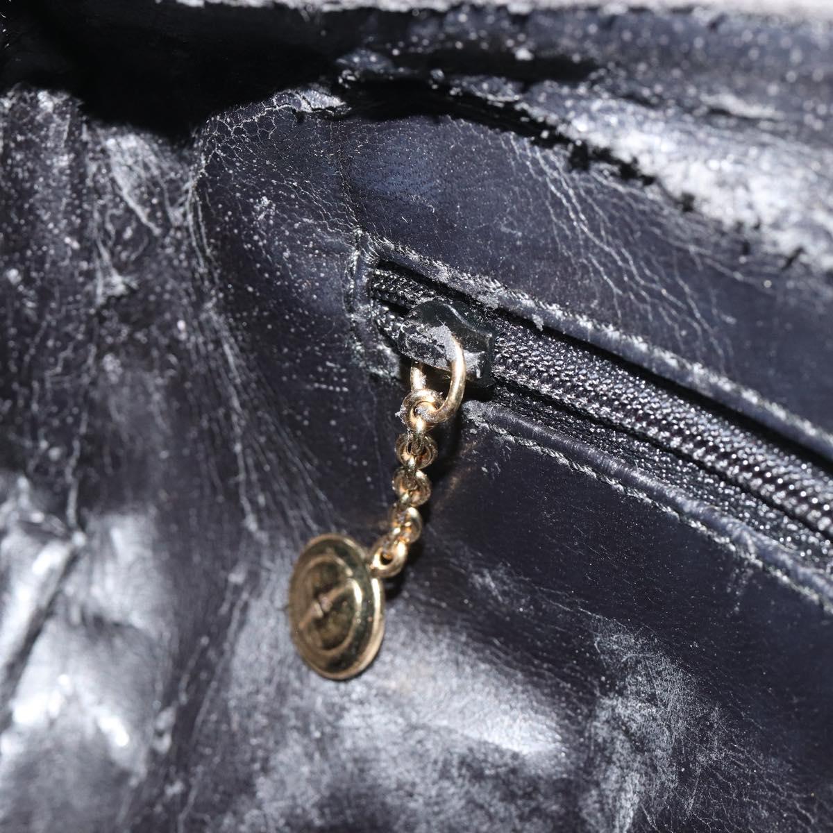 GUCCI Bamboo Hand Bag Leather Black Gold 000 122 0294 Auth bs36025