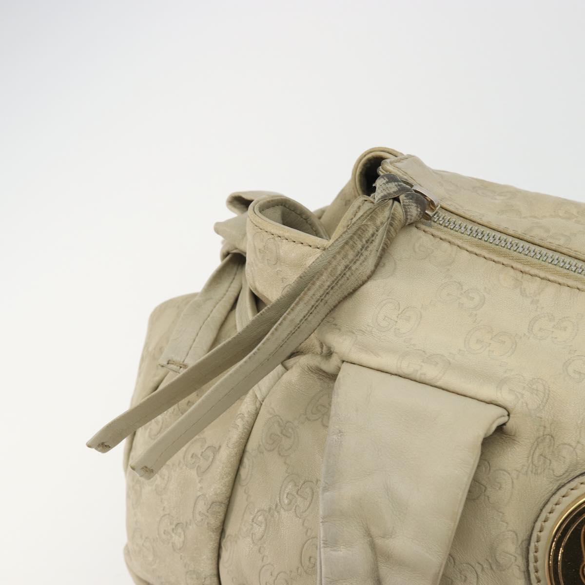 GUCCI GG Canvas Guccissima Hand Bag Leather Ivory Gold 197020 Auth bs36026