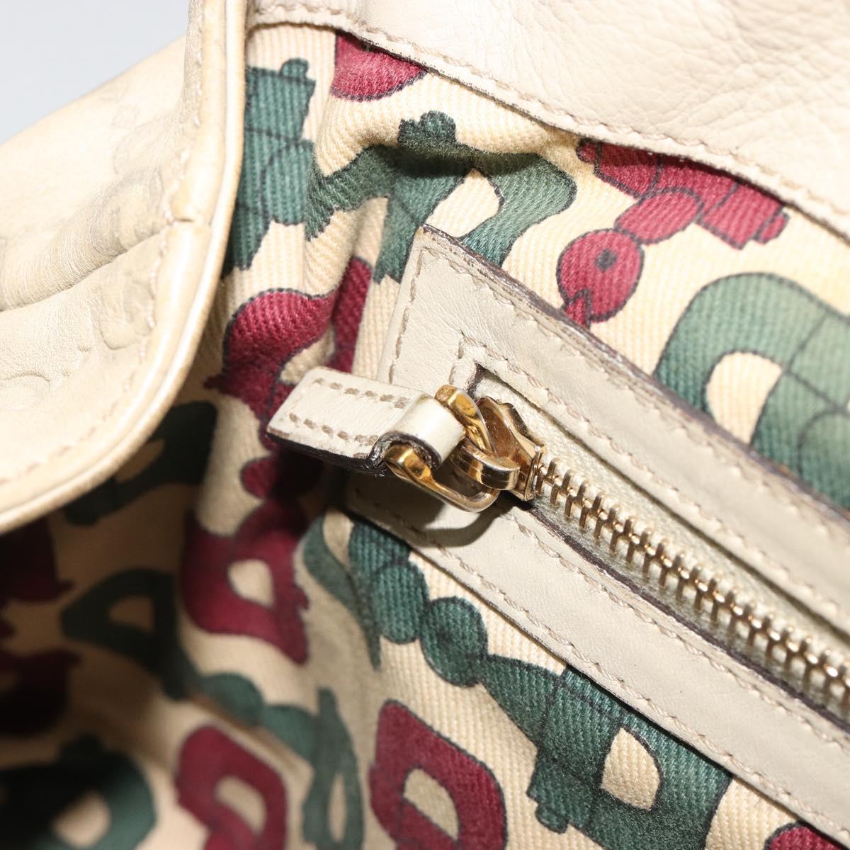 GUCCI GG Canvas Guccissima Hand Bag Leather Ivory Gold 197020 Auth bs36026