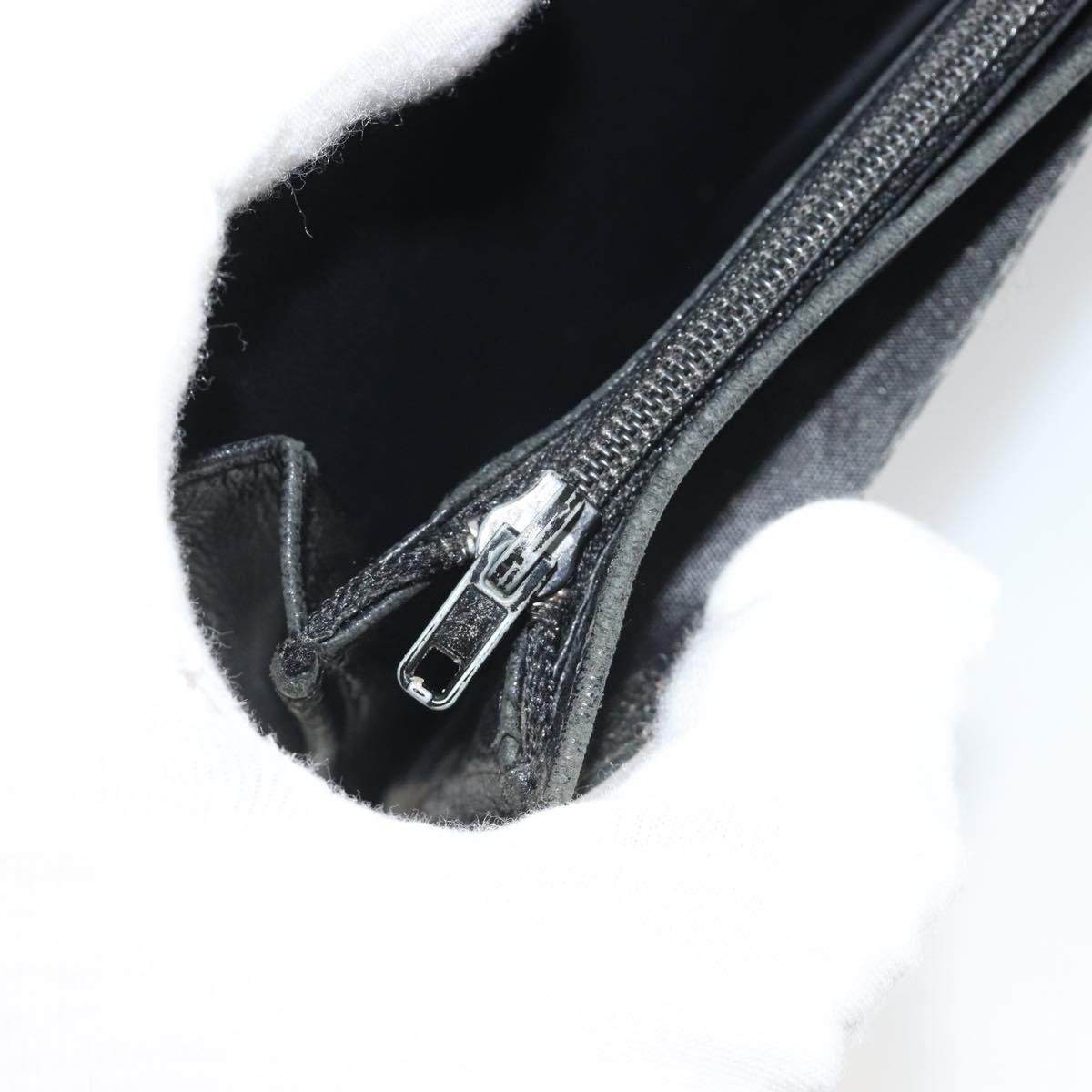 CHANEL New Travel Line Long Wallet Nylon Black Silver CC Auth bs36031