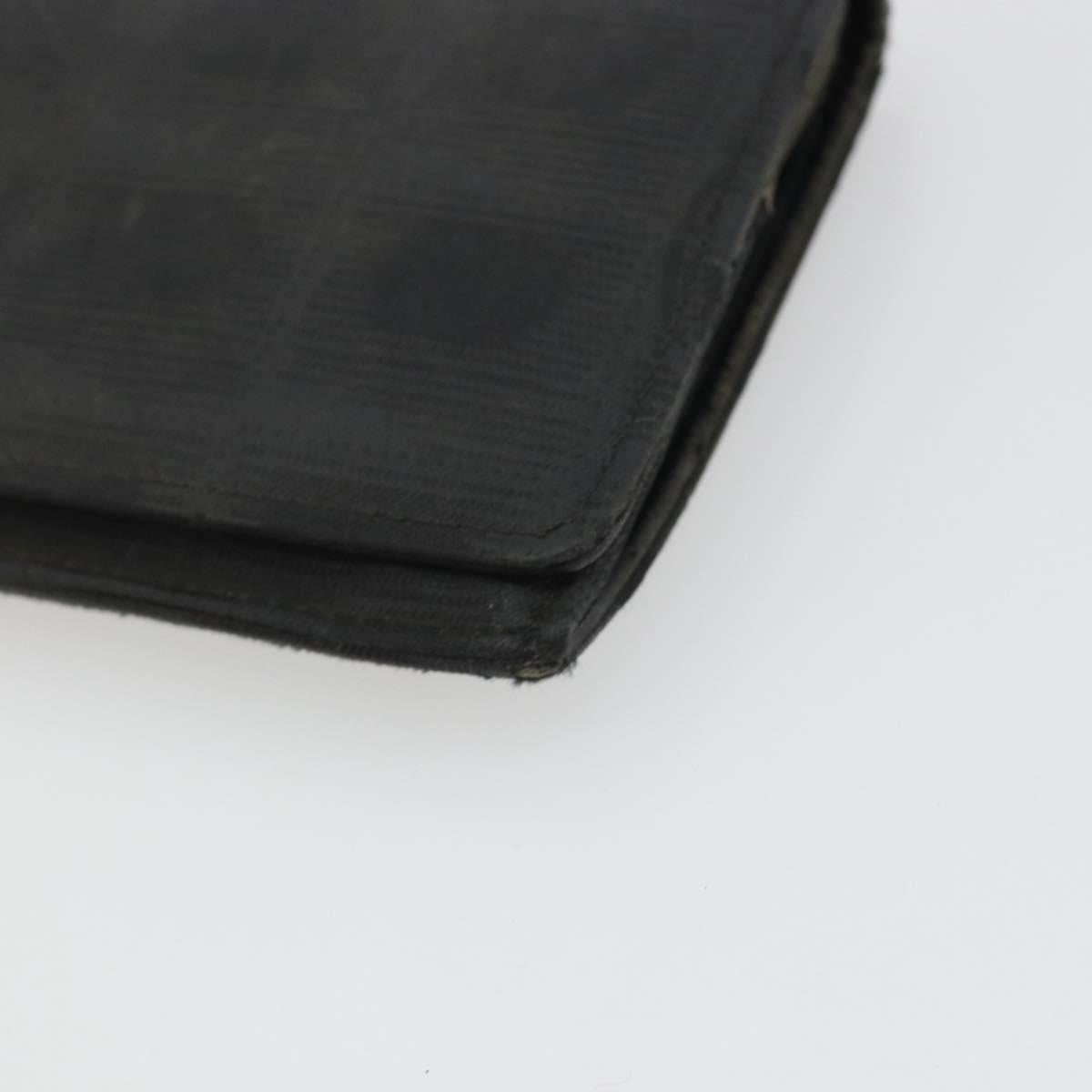 CHANEL New Travel Line Long Wallet Nylon Black Silver CC Auth bs36031