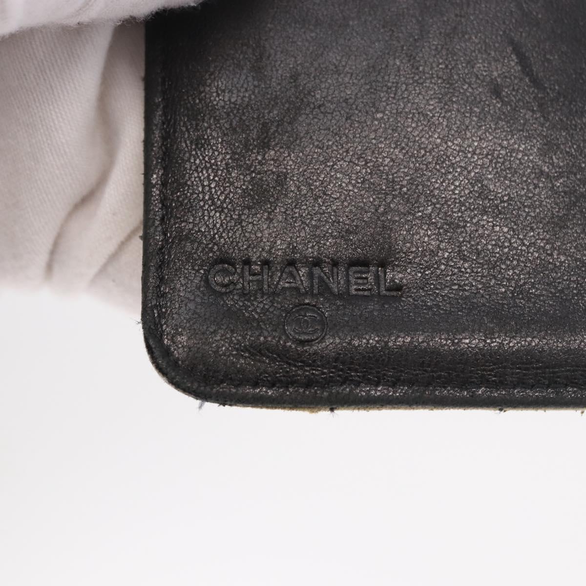 CHANEL Choco Bar Long Wallet Lamb Skin Beige CC Auth bs36033