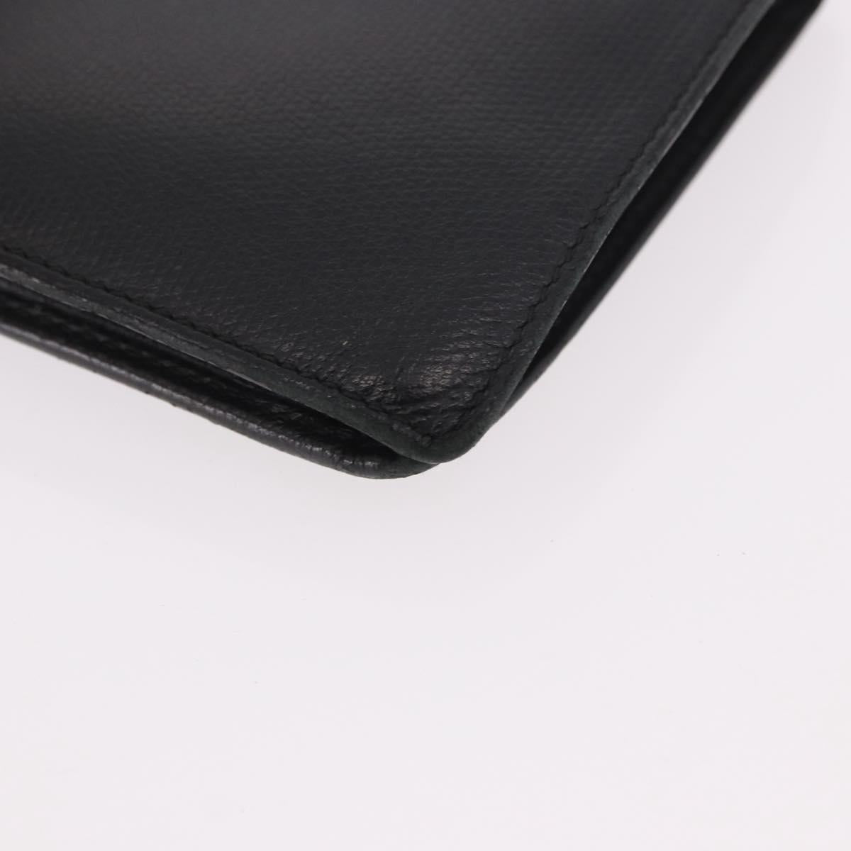 CHANEL Long Wallet Leather Black Gold CC Auth bs36037