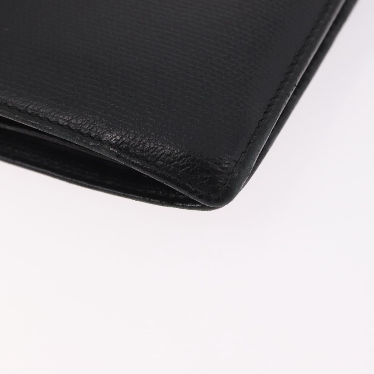 CHANEL Long Wallet Leather Black Gold CC Auth bs36037