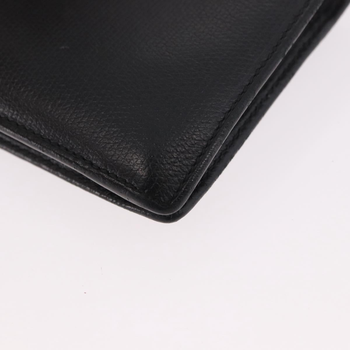 CHANEL Long Wallet Leather Black Gold CC Auth bs36037