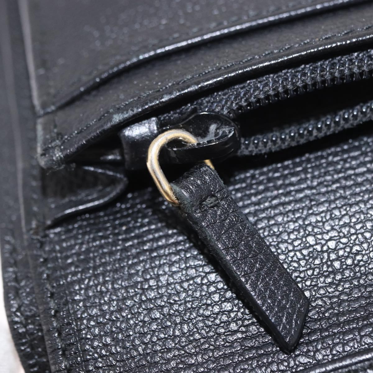 CHANEL Long Wallet Leather Black Gold CC Auth bs36037