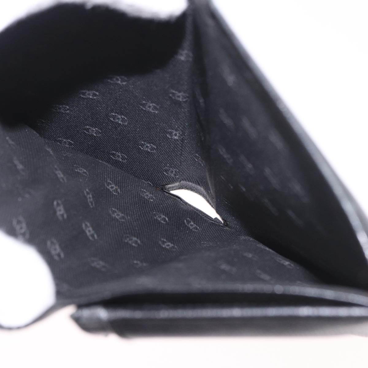 CHANEL Long Wallet Leather Black Gold CC Auth bs36037