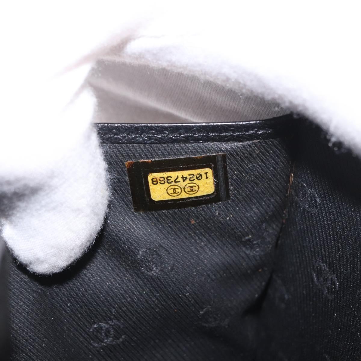 CHANEL Long Wallet Leather Black Gold CC Auth bs36037