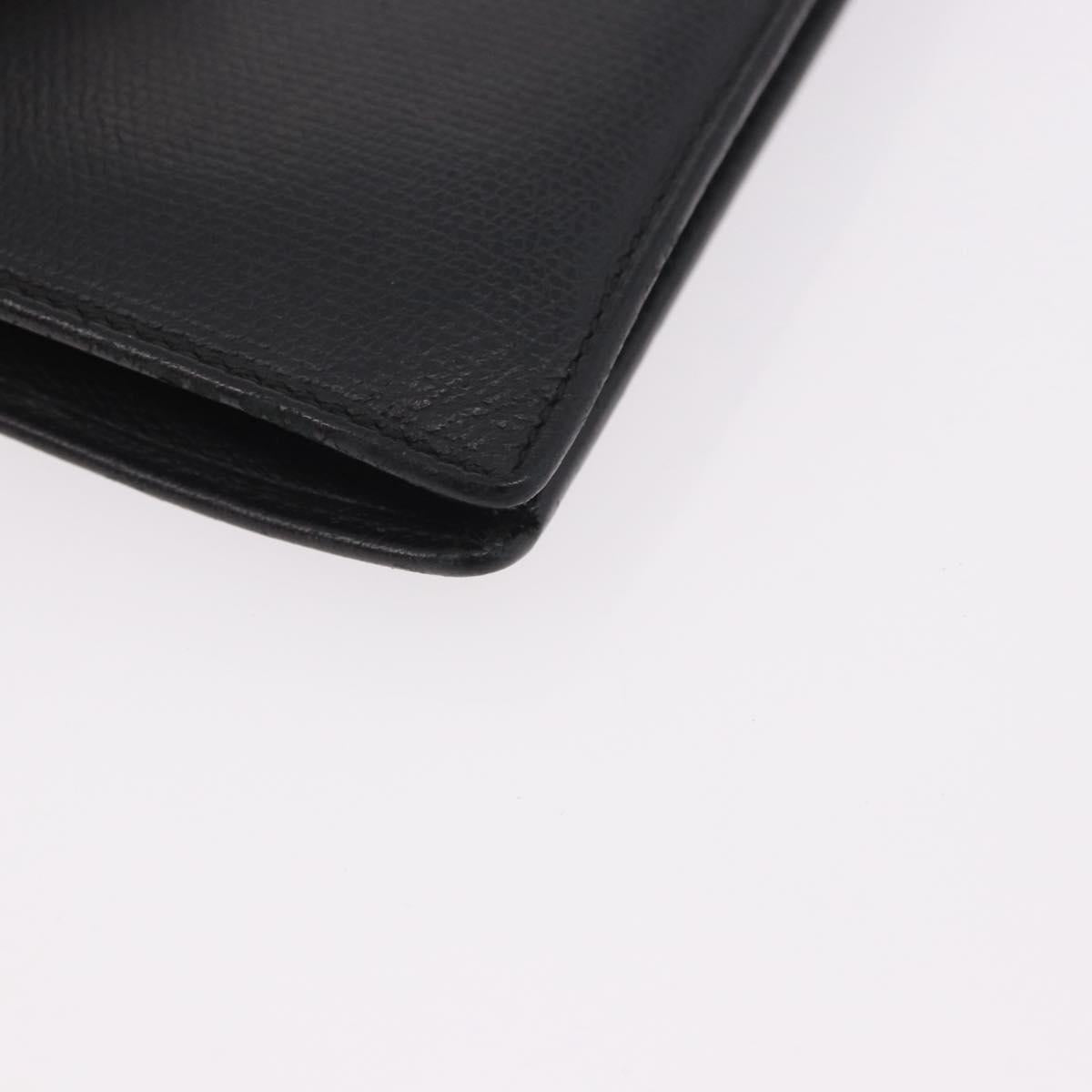 CHANEL Long Wallet Leather Black Gold CC Auth bs36037