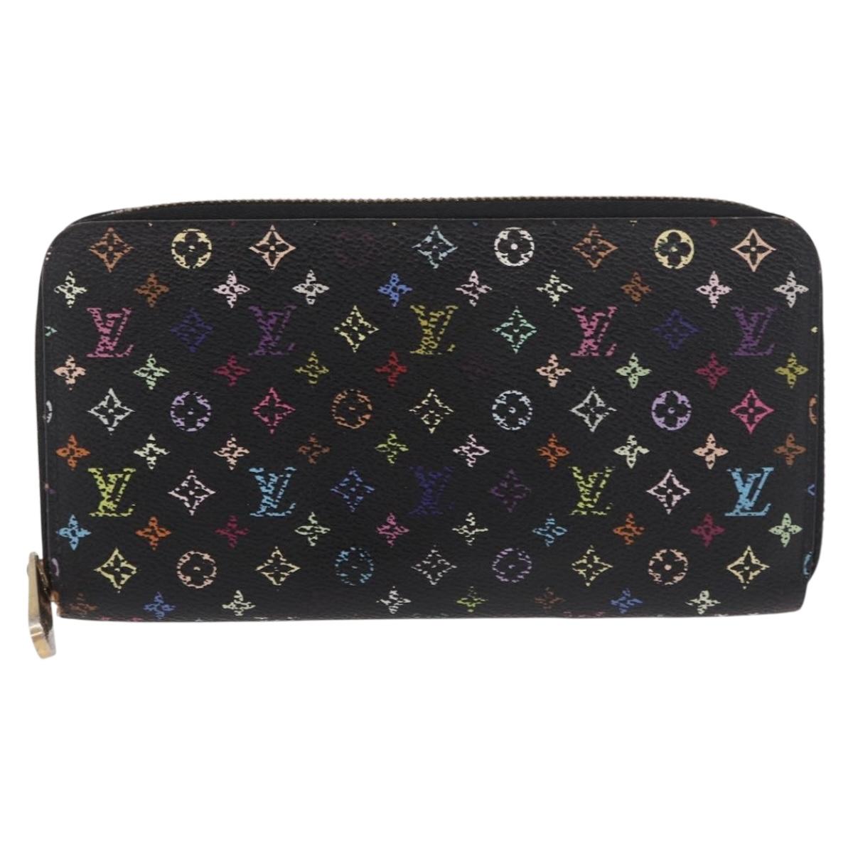 LOUIS VUITTON Monogram Multicolor Zippy Long Wallet Black M60243 LV Auth bs36045