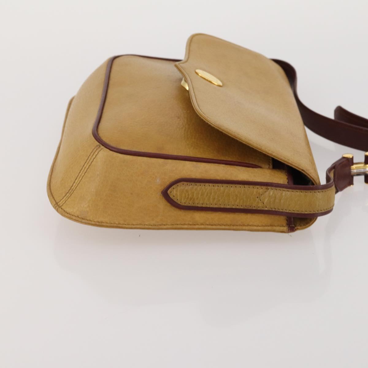 CARTIER Must Line Shoulder Bag Leather 2 Set Bordeaux Yellow Auth bs36054