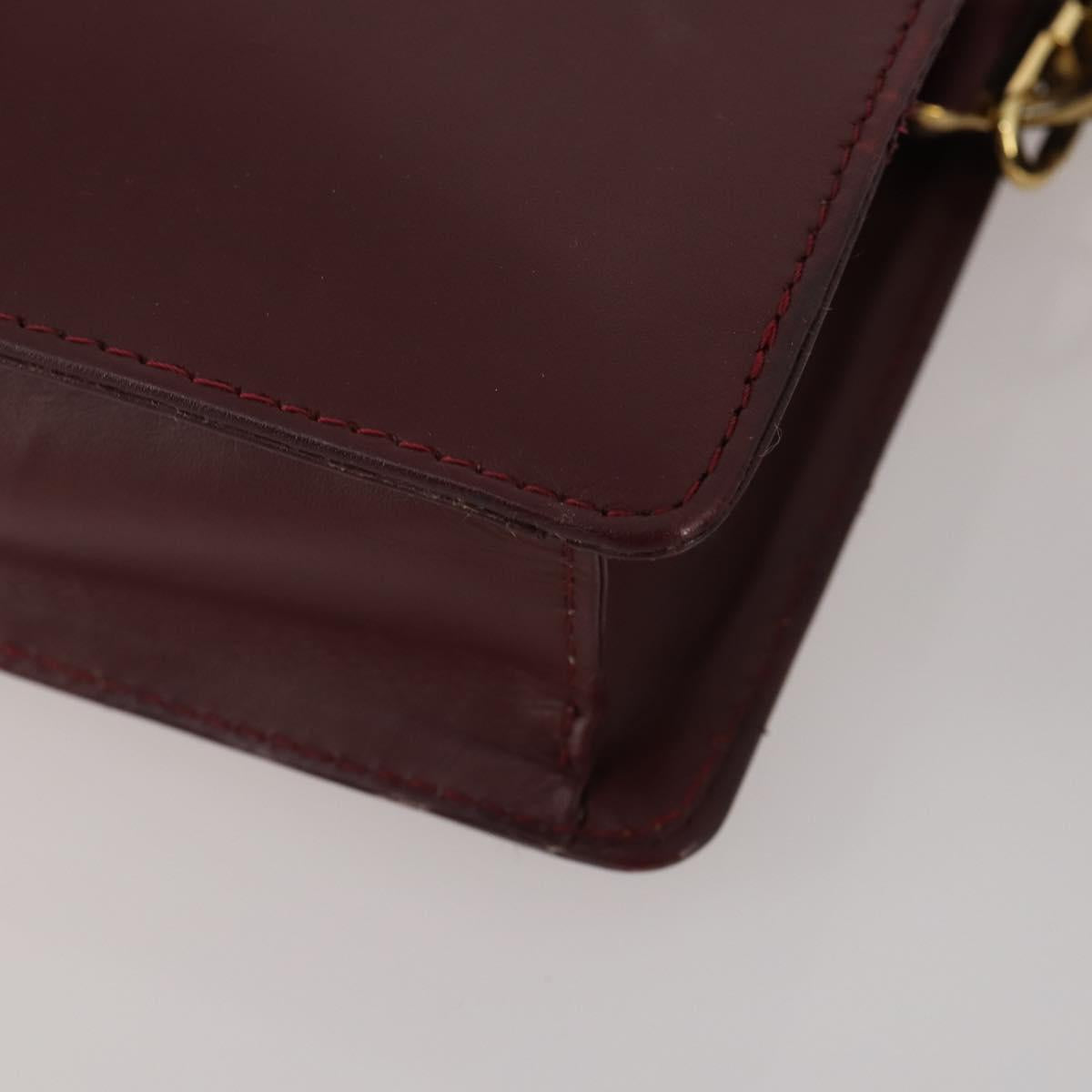 CARTIER Must Line Shoulder Bag Leather 2 Set Bordeaux Yellow Auth bs36054