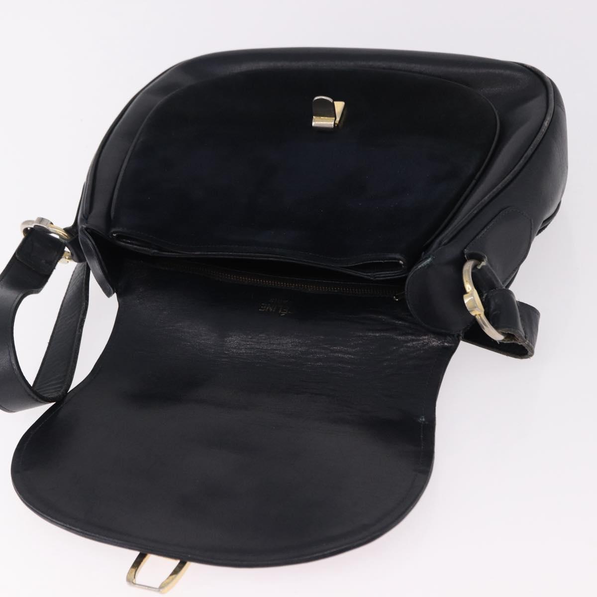CELINE Shoulder Bag Suede Black Gold Auth bs36058