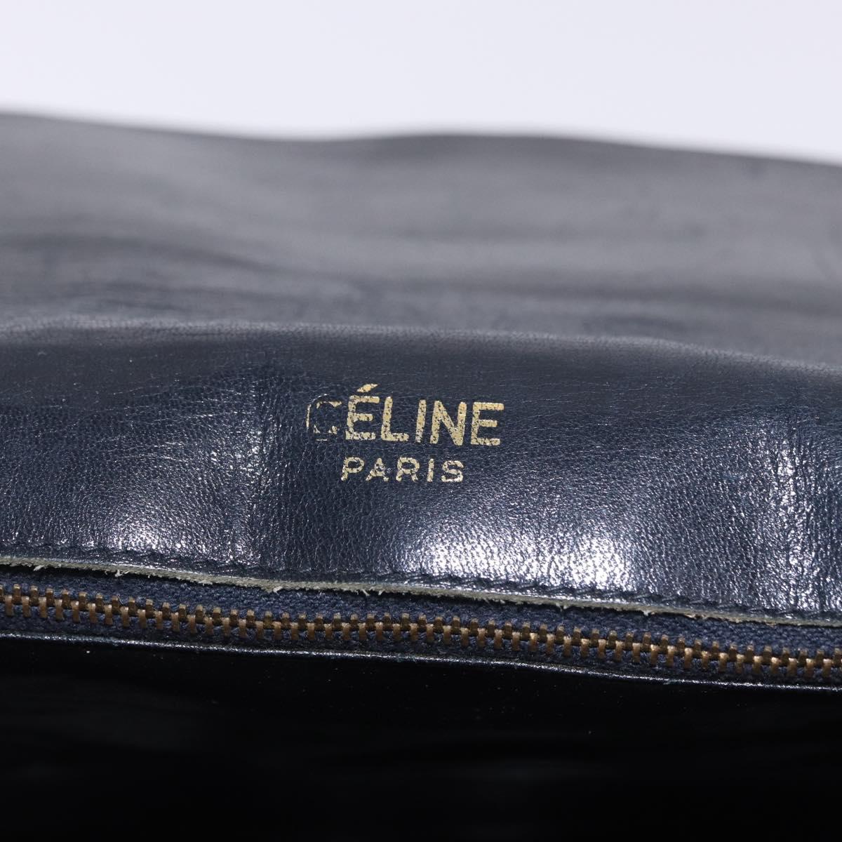 CELINE Shoulder Bag Suede Black Gold Auth bs36058