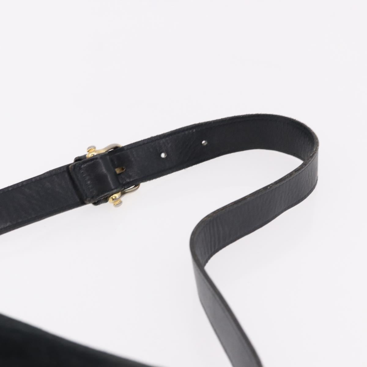 CELINE Shoulder Bag Suede Black Gold Auth bs36058