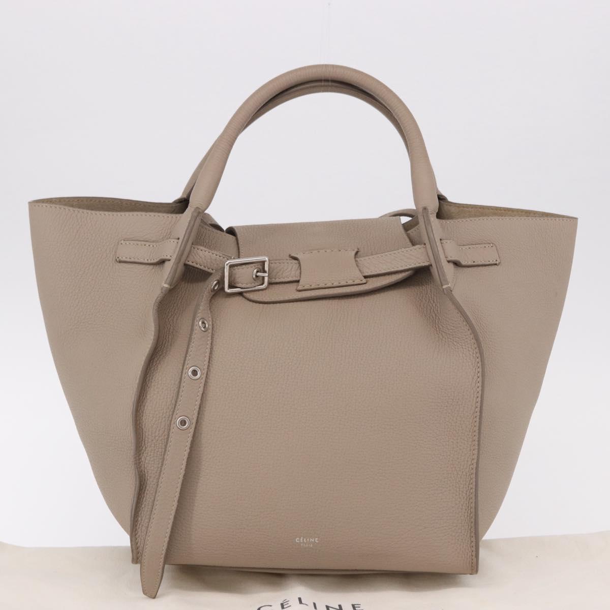 CELINE Big Bag Small Hand Bag Leather Gray Silver Auth bs36059M