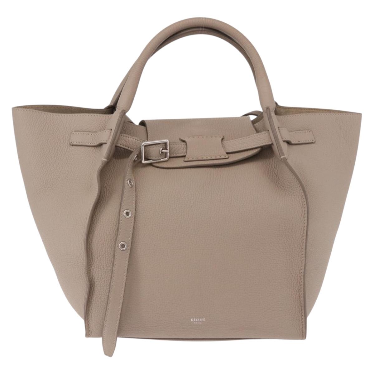 CELINE Big Bag Small Hand Bag Leather Gray Silver Auth bs36059M