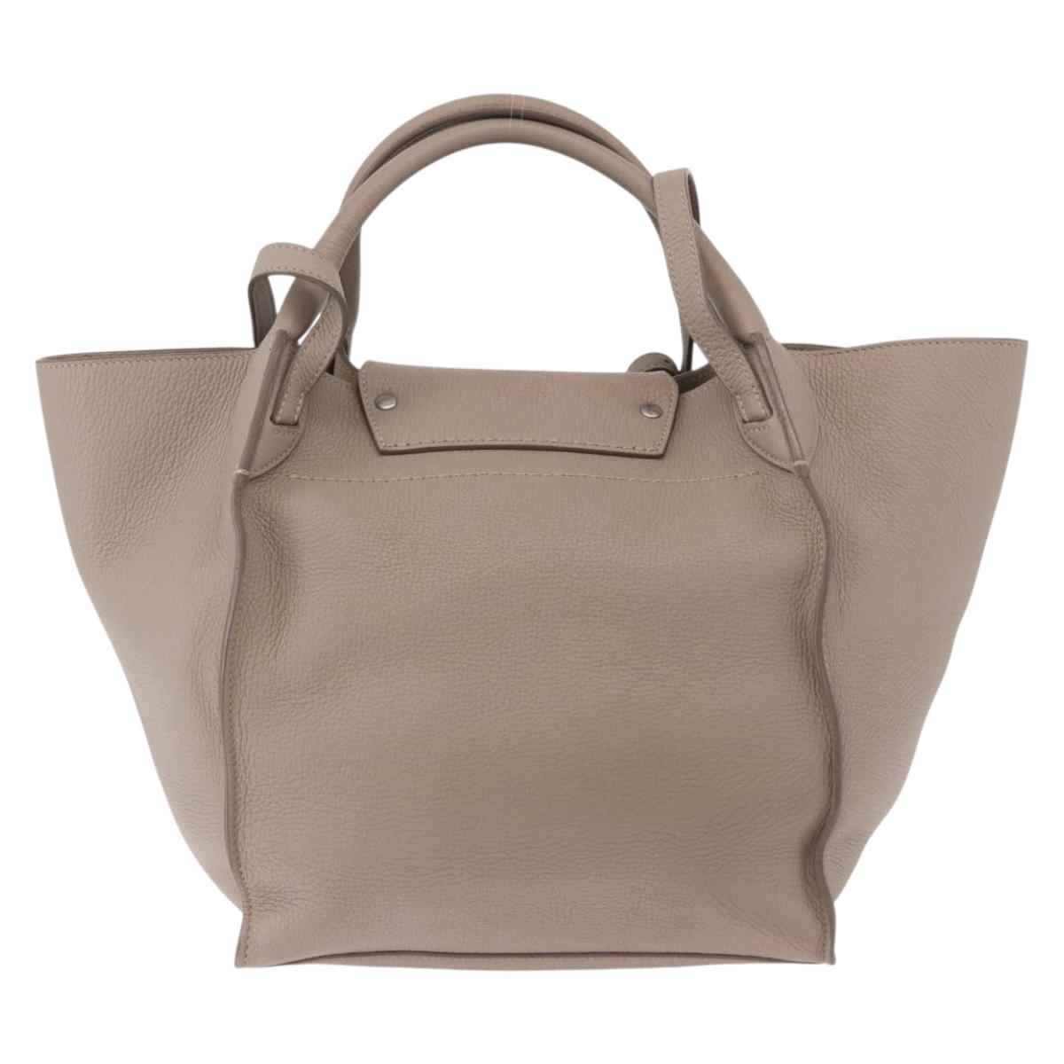 CELINE Big Bag Small Hand Bag Leather Gray Silver Auth bs36059M