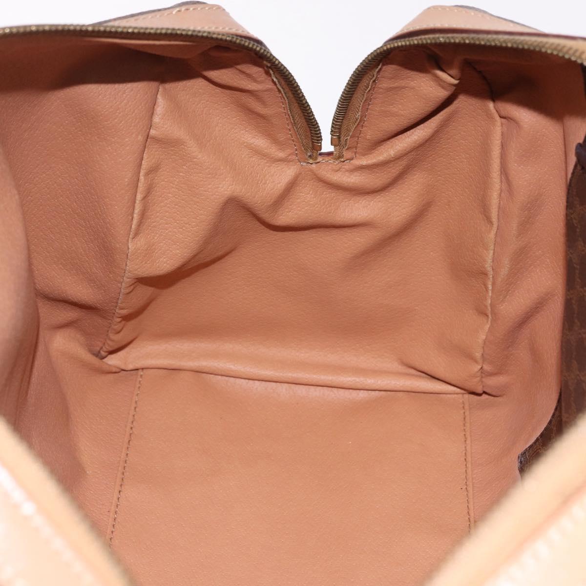 CELINE Macadam Canvas Boston Bag PVC Leather Brown Gold Auth bs36061V