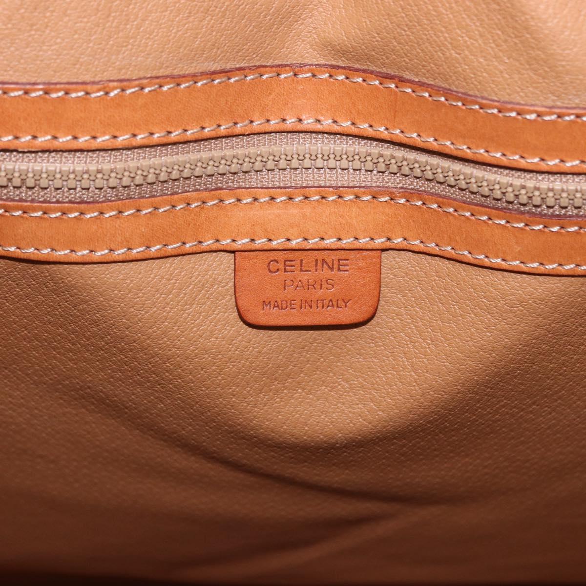 CELINE Macadam Canvas Boston Bag PVC Leather Brown Gold Auth bs36062