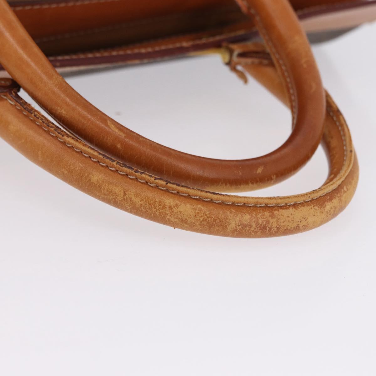CELINE Macadam Canvas Boston Bag PVC Leather Brown Gold Auth bs36062