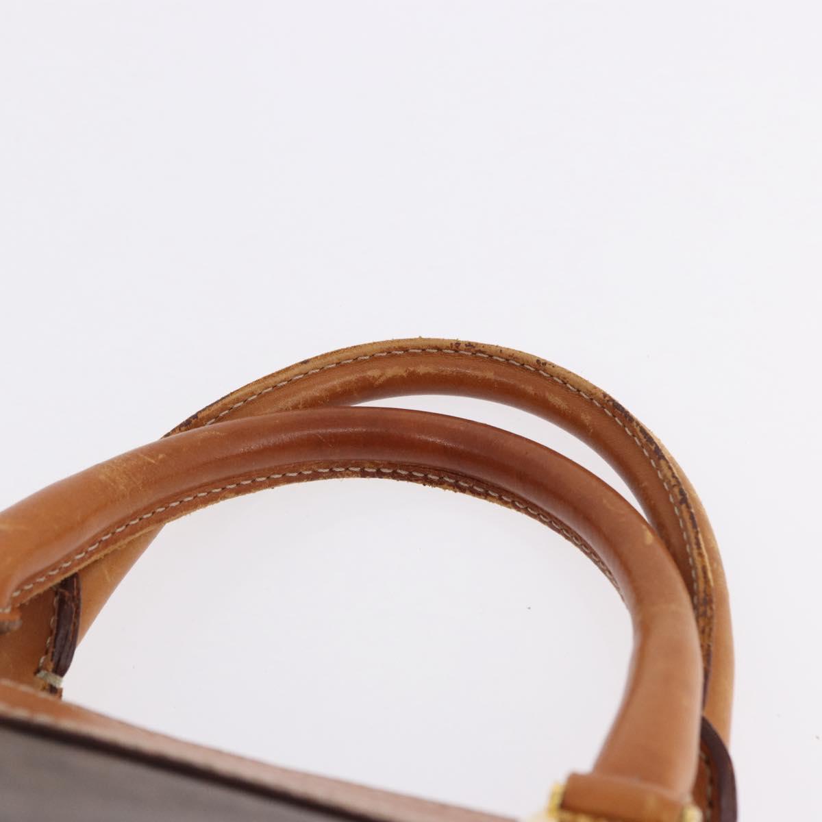 CELINE Macadam Canvas Boston Bag PVC Leather Brown Gold Auth bs36062