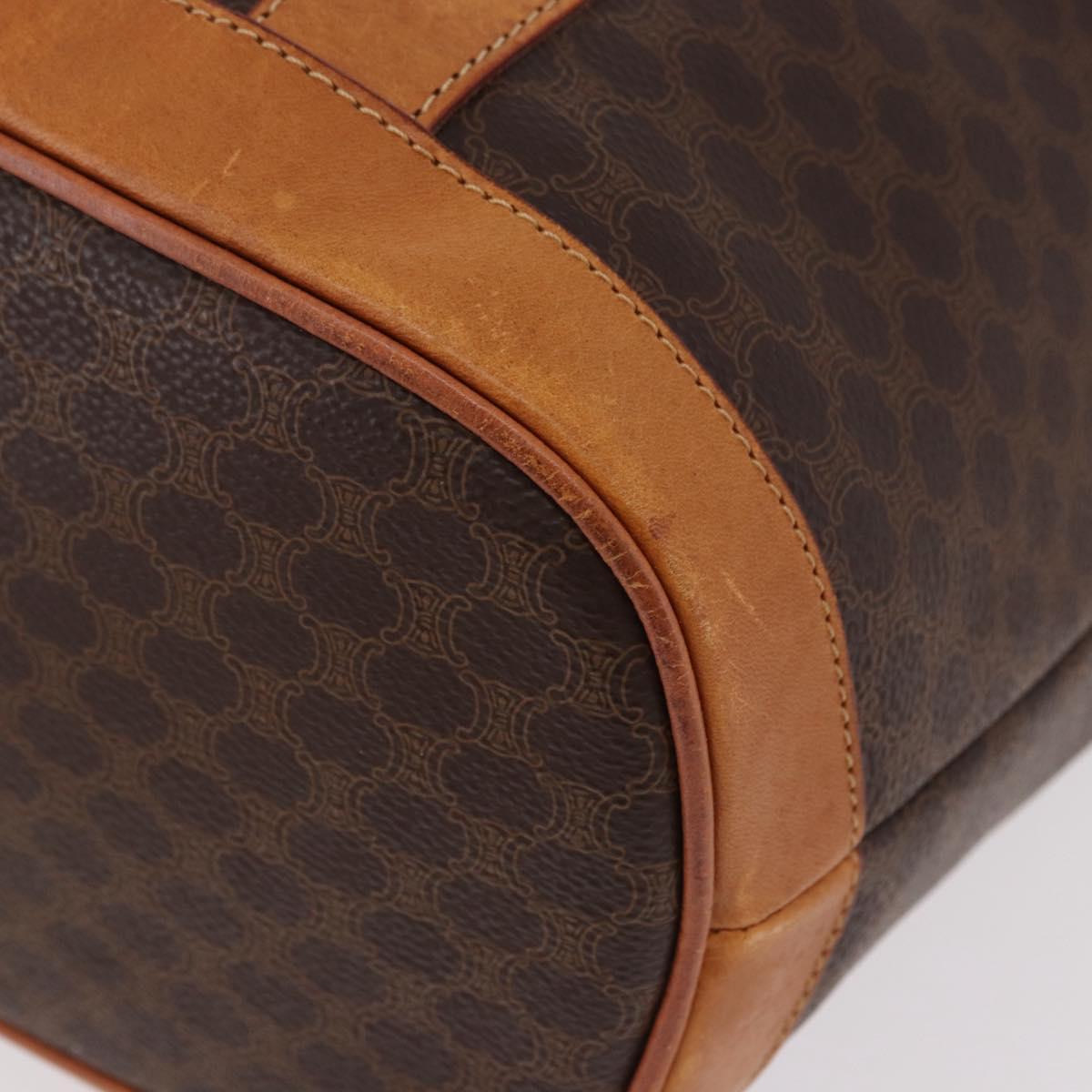 CELINE Macadam Canvas Shoulder Bag PVC Leather Brown Gold Auth bs36063