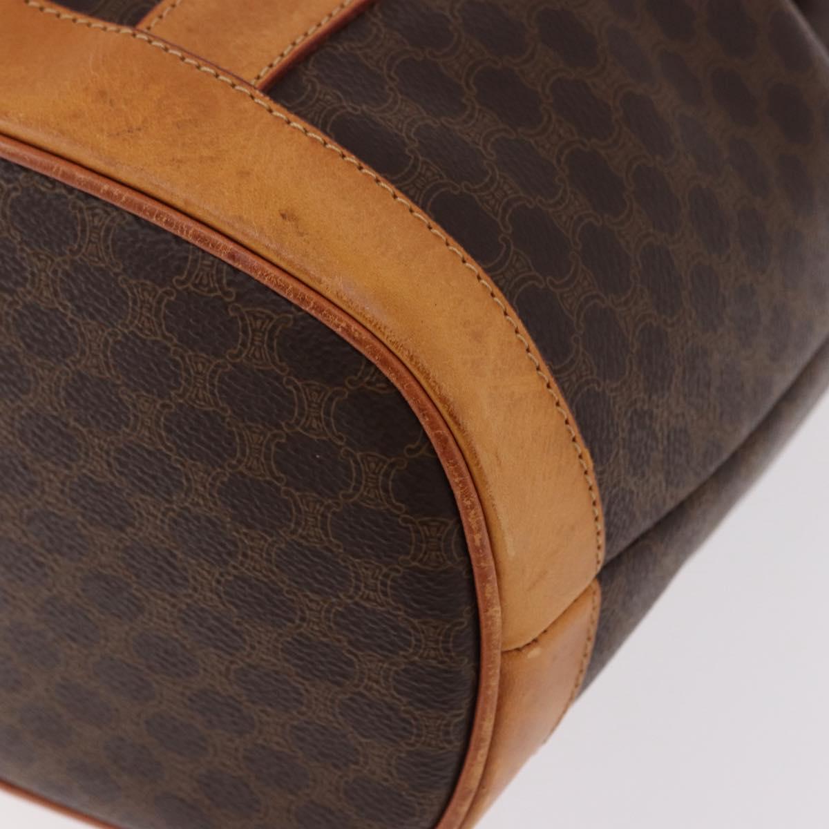 CELINE Macadam Canvas Shoulder Bag PVC Leather Brown Gold Auth bs36063