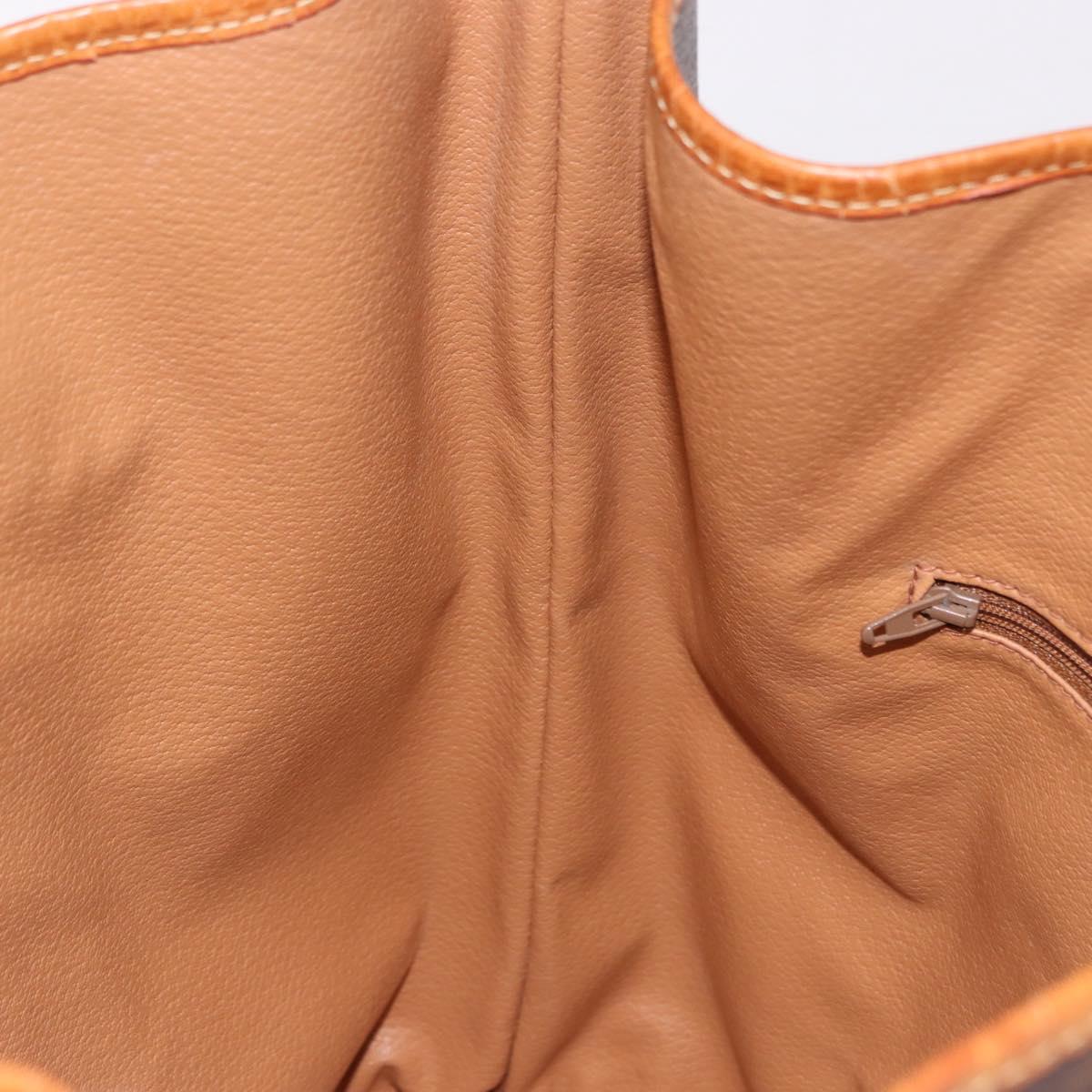CELINE Macadam Canvas Shoulder Bag PVC Leather Brown Gold Auth bs36063