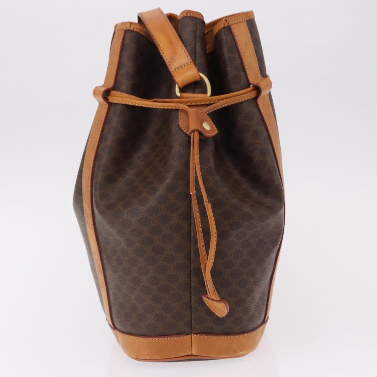 CELINE Macadam Canvas Shoulder Bag PVC Leather Brown Gold Auth bs36063