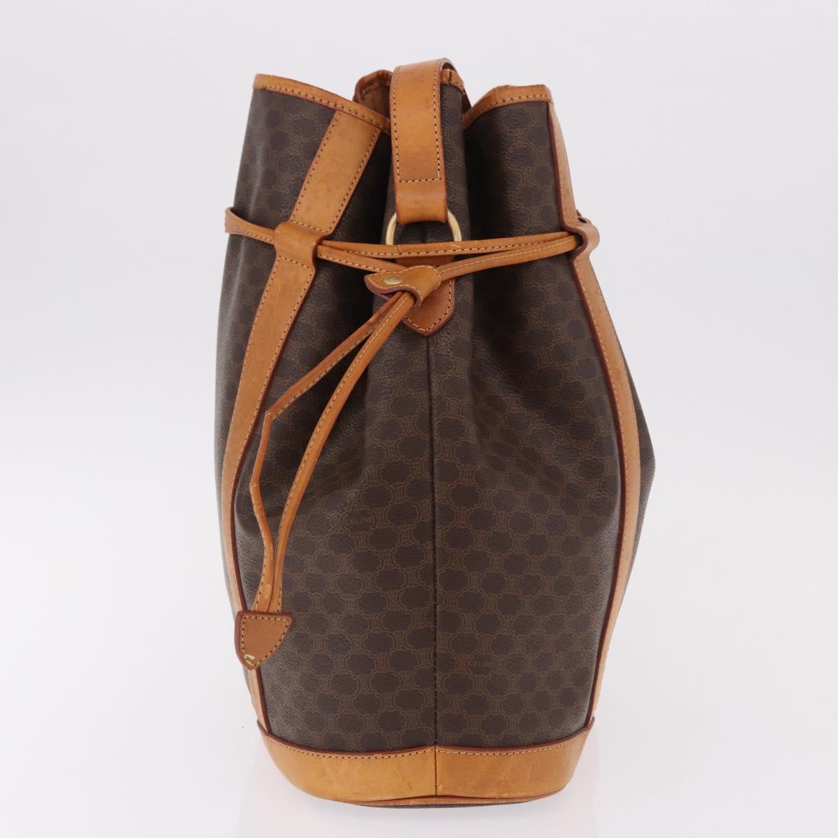 CELINE Macadam Canvas Shoulder Bag PVC Leather Brown Gold Auth bs36063