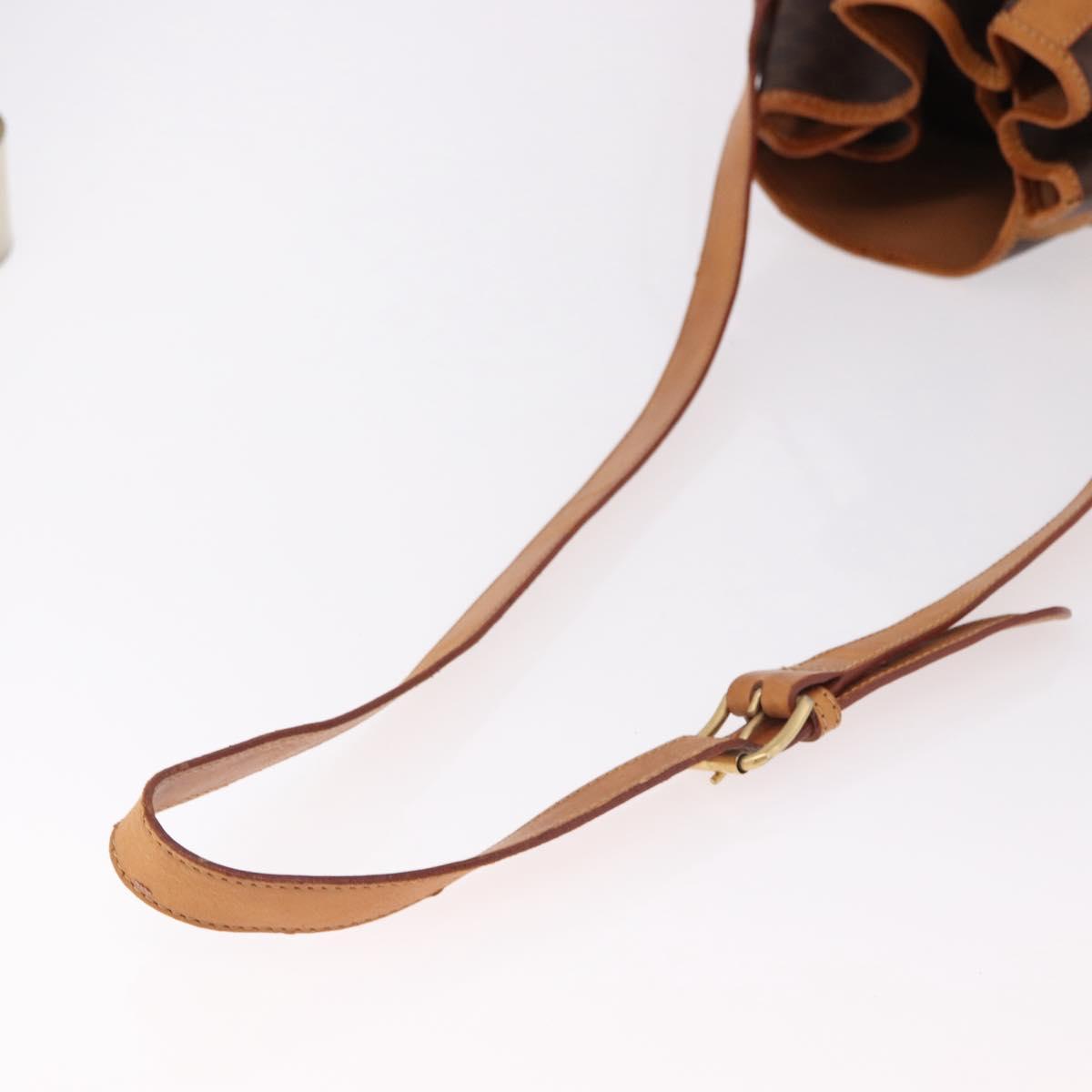 CELINE Macadam Canvas Shoulder Bag PVC Leather Brown Gold Auth bs36063