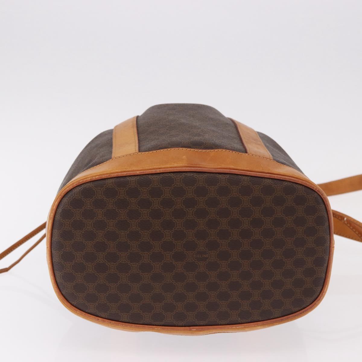 CELINE Macadam Canvas Shoulder Bag PVC Leather Brown Gold Auth bs36063