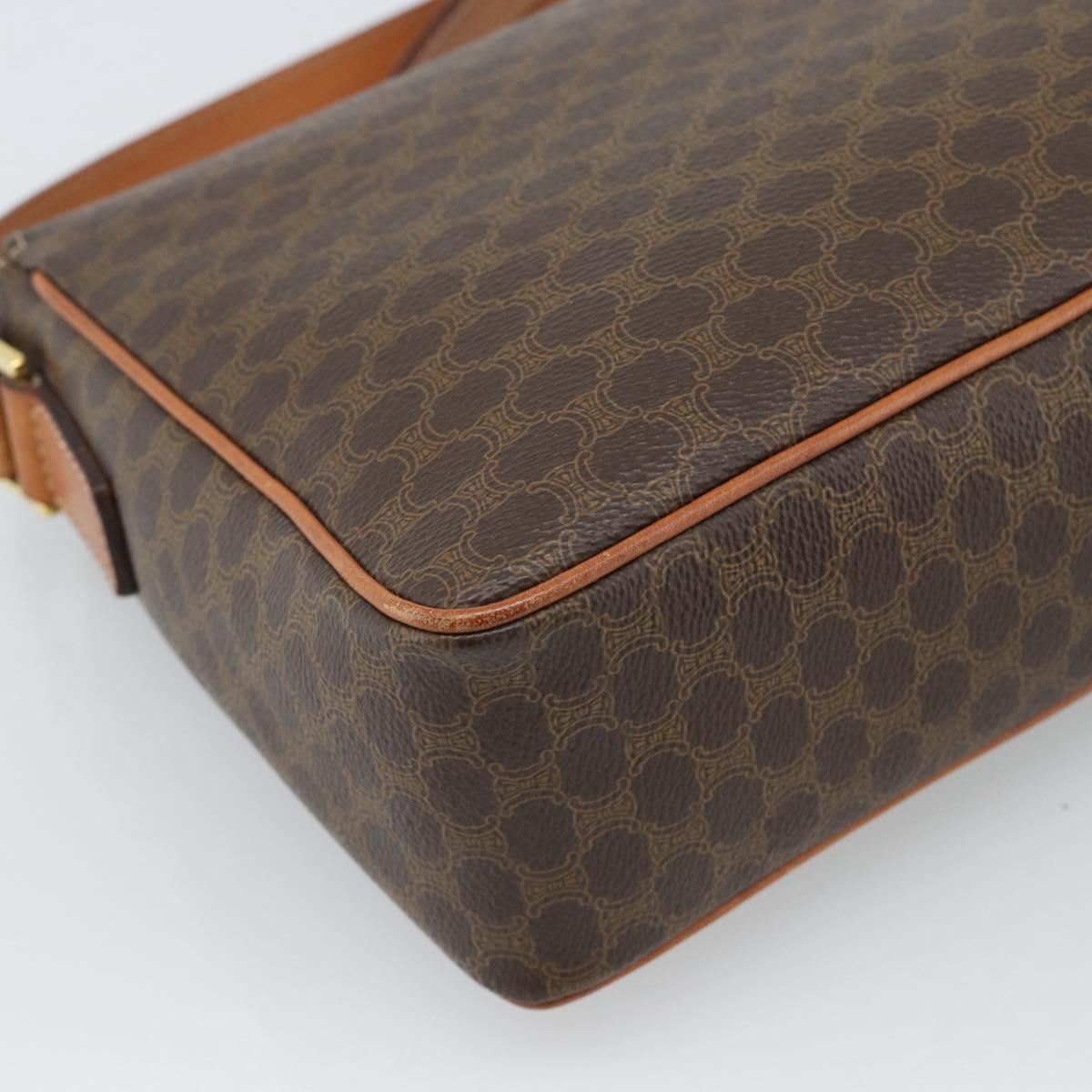CELINE Macadam Canvas Shoulder Bag PVC Leather Brown Gold Auth bs36064A