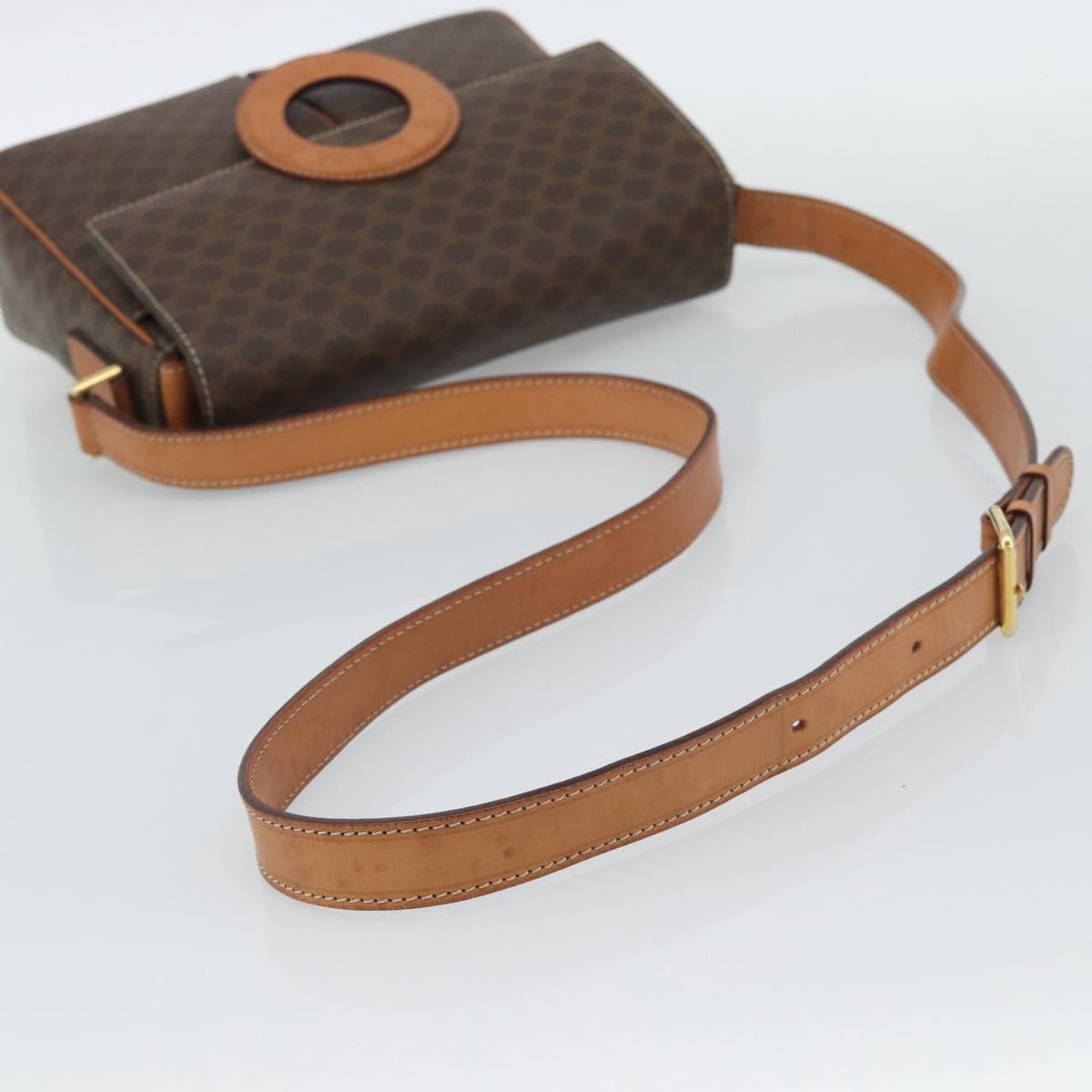 CELINE Macadam Canvas Shoulder Bag PVC Leather Brown Gold Auth bs36064A