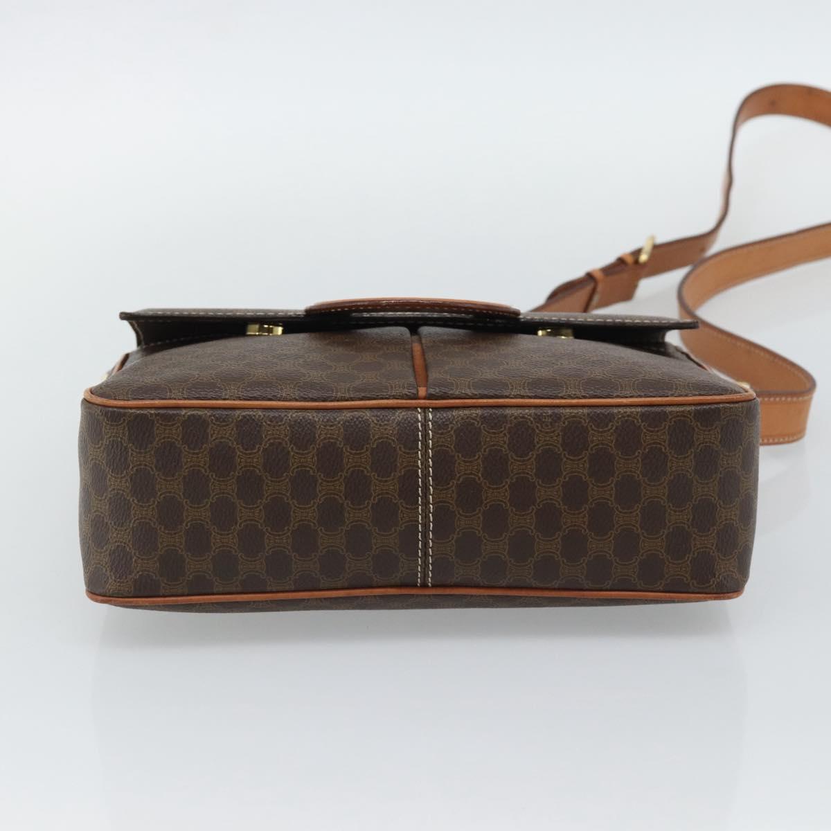 CELINE Macadam Canvas Shoulder Bag PVC Leather Brown Gold Auth bs36064A