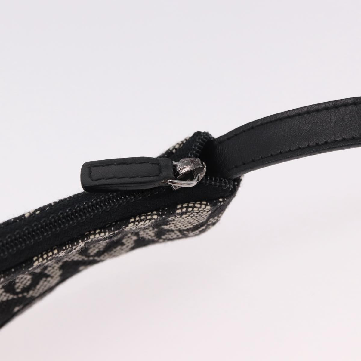 Christian Dior Trotter Canvas Saddle Coin Purse Black Silver Auth bs36065V