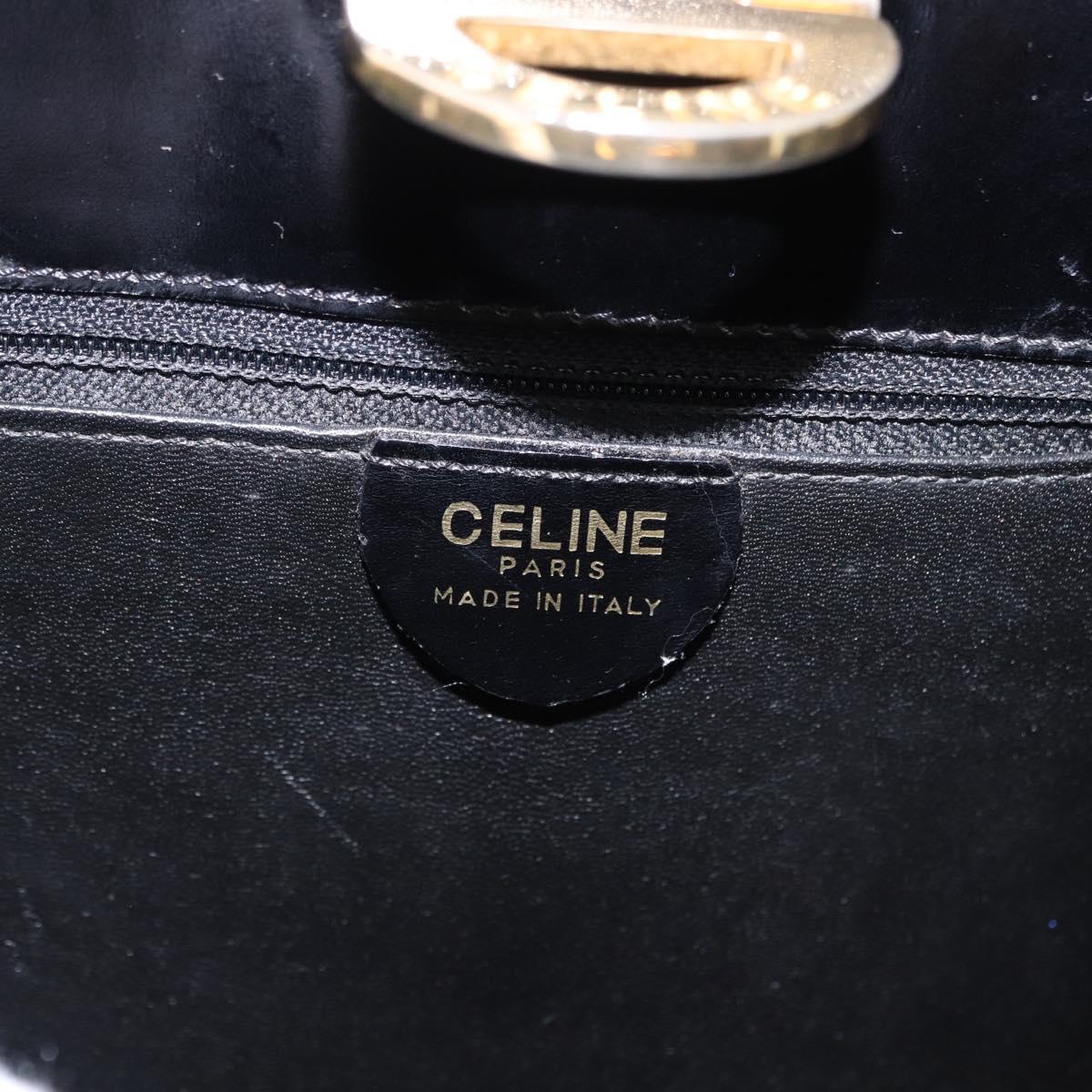 CELINE Shoulder Bag Leather Black Gold Auth bs36066A
