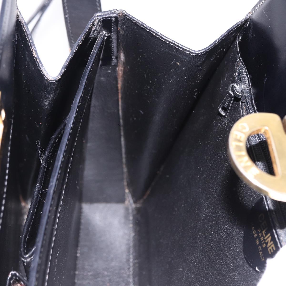 CELINE Shoulder Bag Leather Black Gold Auth bs36066A