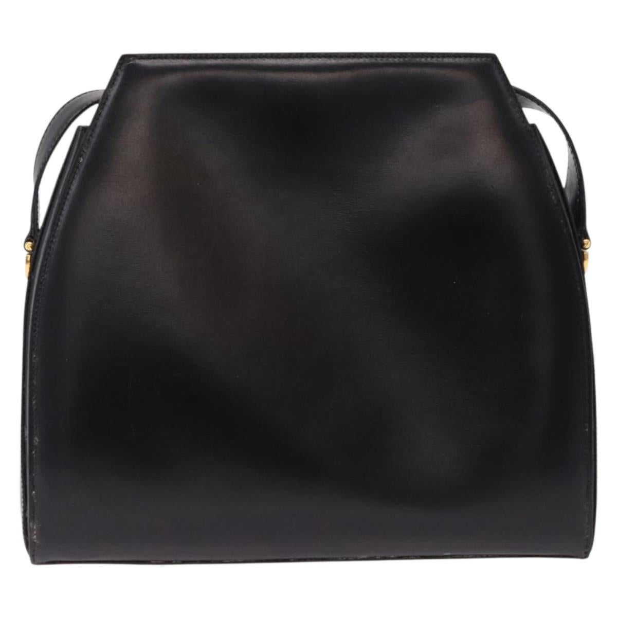 CELINE Shoulder Bag Leather Black Gold Auth bs36066A