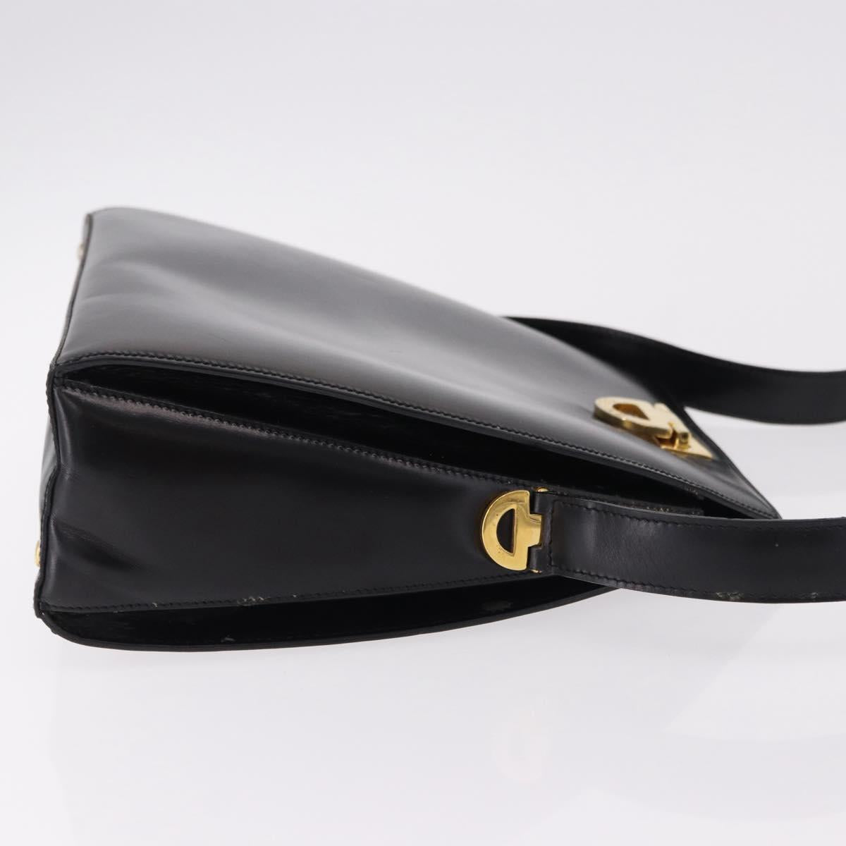 CELINE Shoulder Bag Leather Black Gold Auth bs36066A