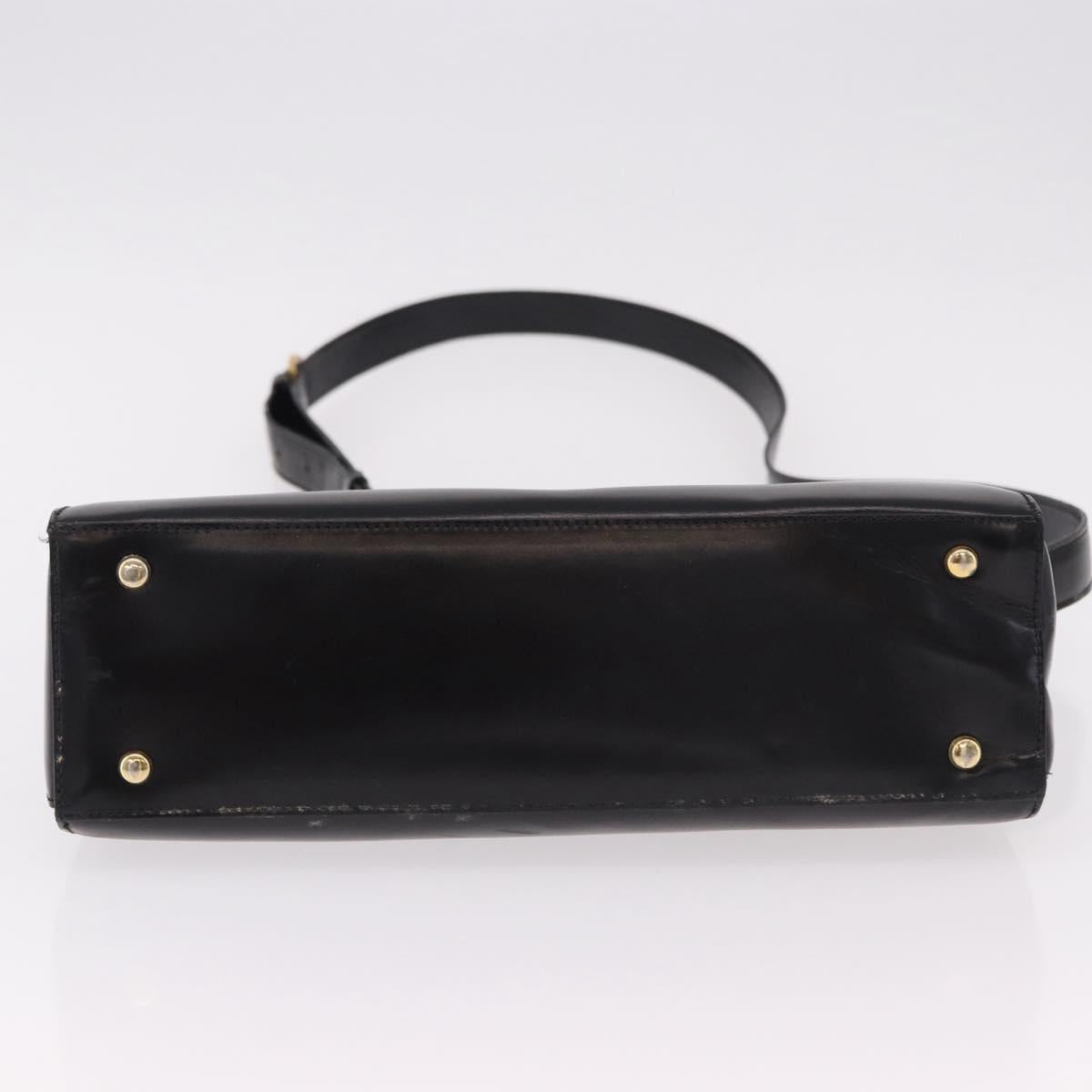CELINE Shoulder Bag Leather Black Gold Auth bs36066A