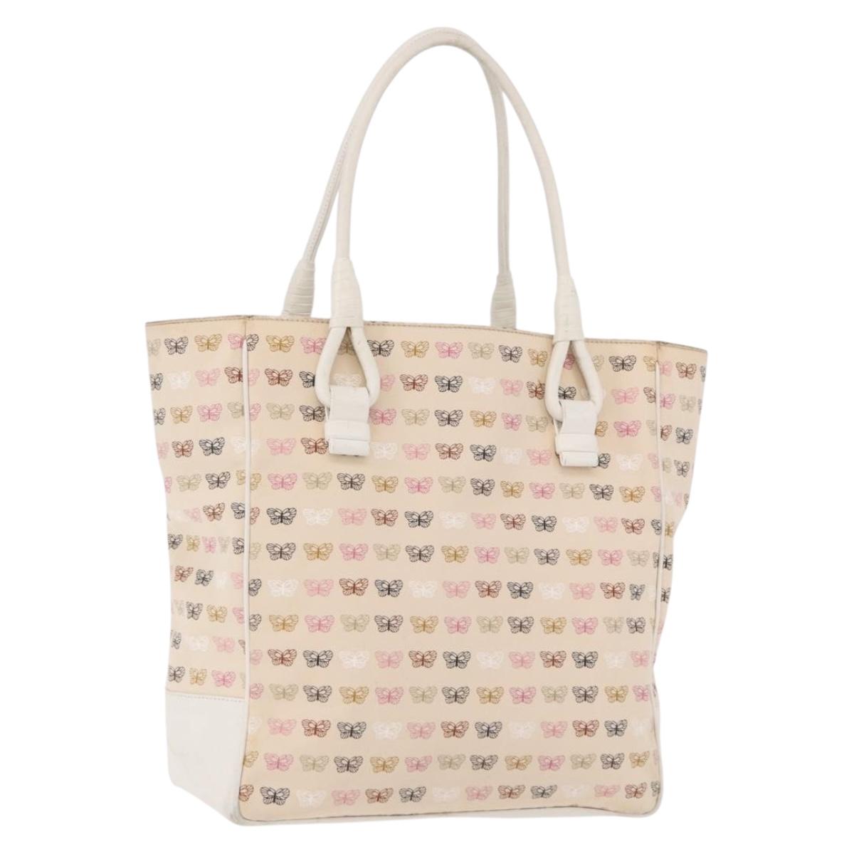 BOTTEGAVENETA Tote Bag Canvas Beige Gold Auth bs36067