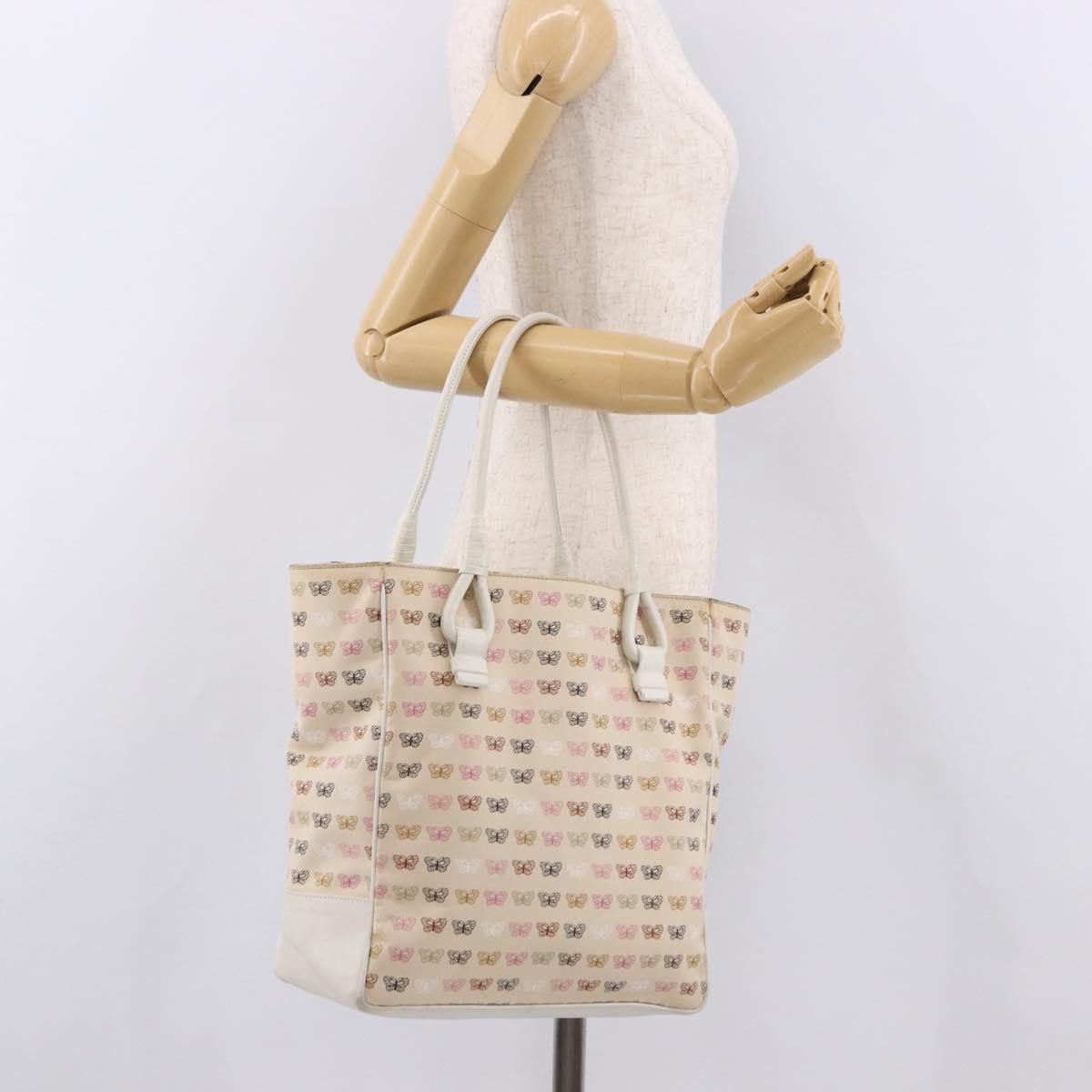 BOTTEGAVENETA Tote Bag Canvas Beige Gold Auth bs36067