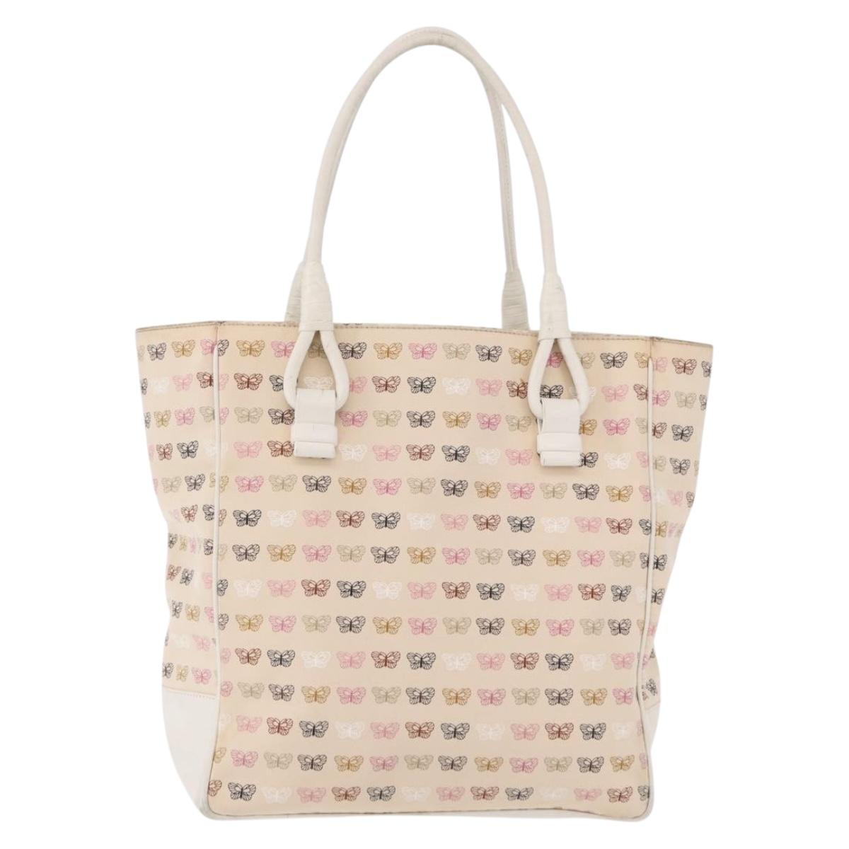 BOTTEGAVENETA Tote Bag Canvas Beige Gold Auth bs36067