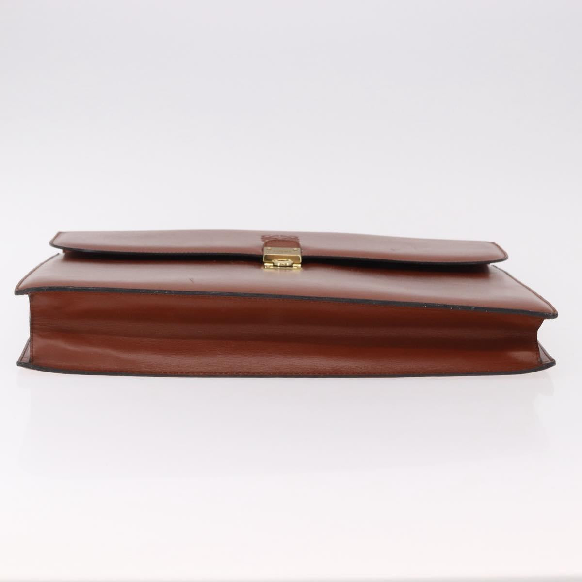 LOEWE Business Bag Leather Brown Gold Auth bs36070