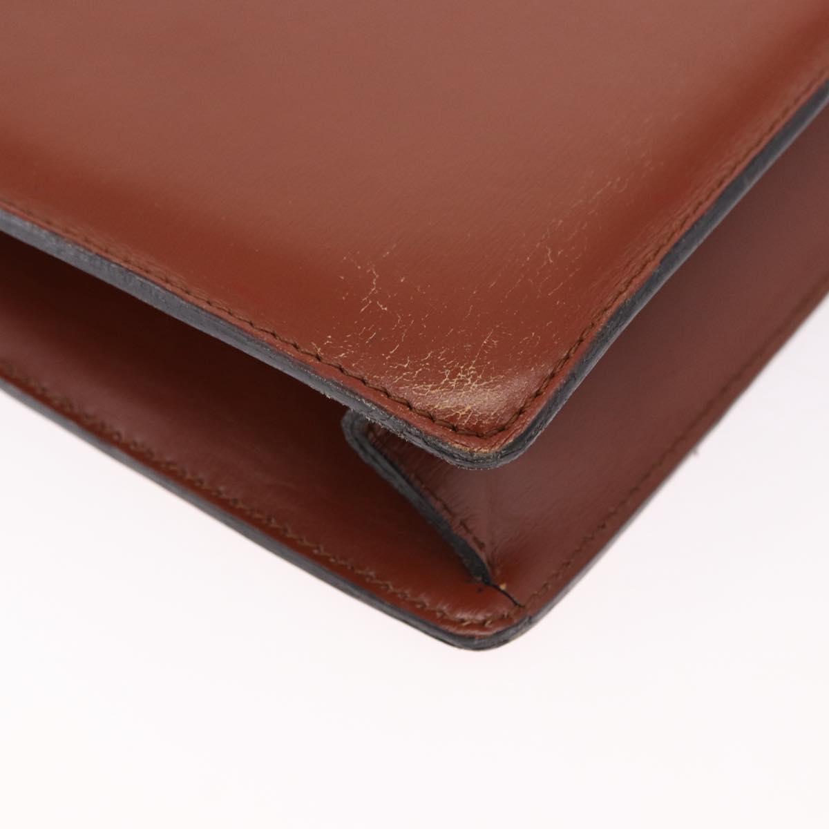 LOEWE Business Bag Leather Brown Gold Auth bs36070
