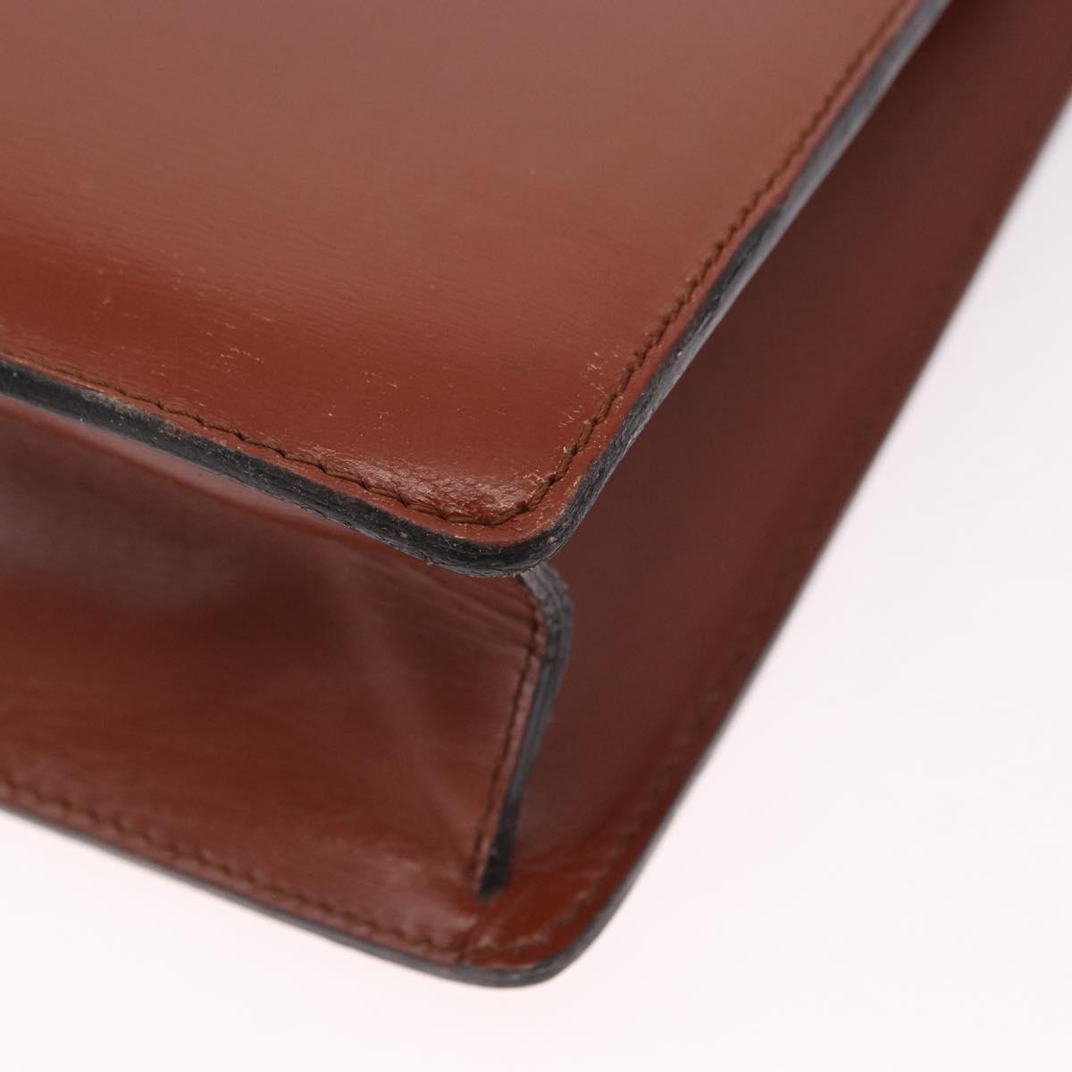 LOEWE Business Bag Leather Brown Gold Auth bs36070